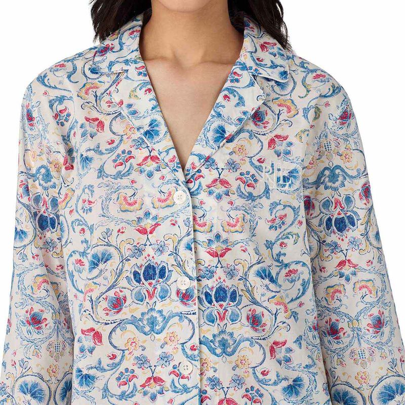 Lauren Ralph Lauren Cotton Lawn 3/4 Sleeve Notch Collar Pajama image number 2